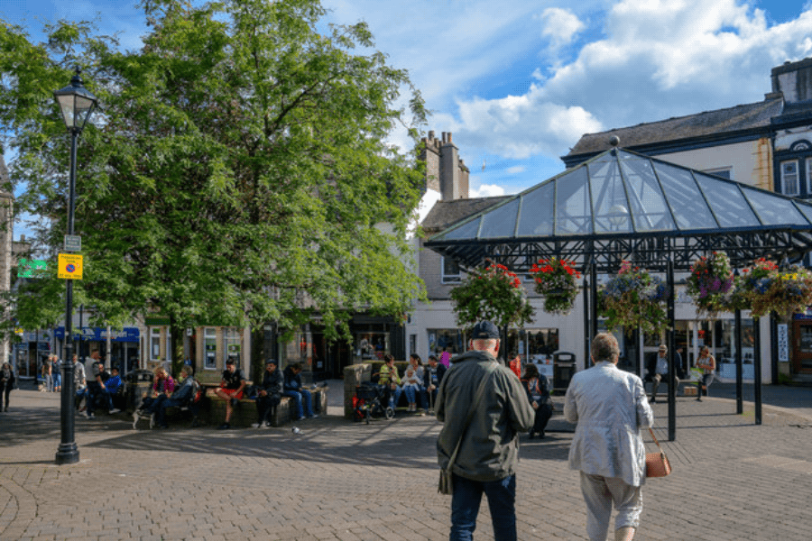 A quiet street in Kendal town centre